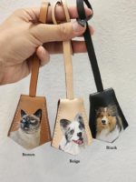 Custom Hand-Painted Leather Pet Portrait Bag Charm | Personalized Round Dog & Cat Keychain - Image 2