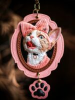 custom leather cat dog keychain